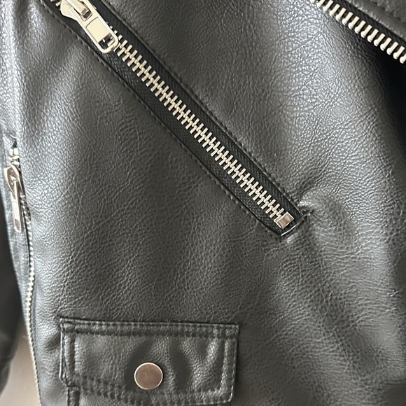 H&M Black Faux Leather Biker Jacket - Picture 3 of 7